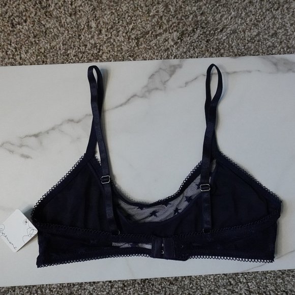 Navy Blue Anemone Bralette with Mesh & Star Details - Picture 8 of 11